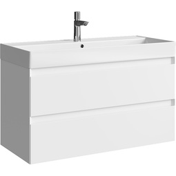 Тумба с раковиной Aqwella Geometria 100 белая матовая 2 ящика