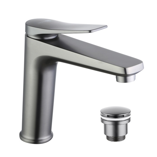 Смеситель для раковины Lemark LM3737GM Bronx графит (с донным клапаном)
