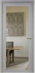 Межкомнатная дверь OPorte Турин 501.1 Зеркало/Лакобель белое Дуб серый