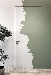 Скрытая дверь невидимка Invisible под покраску с алюминиевой матовой кромкой 2 стороны
