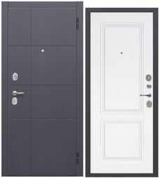 Входная дверь Феррони Гарда 2МДФ сатин графит/велюр белый софт (2050*960 правая)