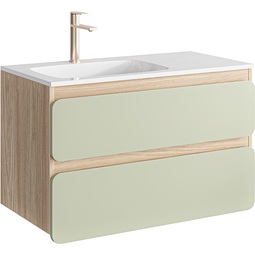 Тумба с раковиной Aqwella Vento 90 акация/шалфей зеленый левая