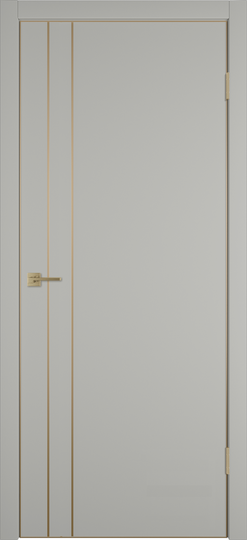 Межкомнатная дверь VFD Urban 2V Emalex Taupe ДГ золотой молдинг gold mould кромка алюминиевая золотая 4 стороны GE